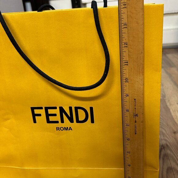 Fendi Yellow Paper Shopping Bag 13x14x5.5 Inch, Soft Rope Handles - Picture 4 of 6